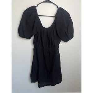 Old Navy S Black Short Summer Open Back Dress Elastic Waist Cottagecore Peasant